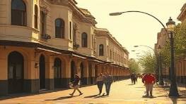 mission-focused real estate, dedicated, innovating solutions, photorealistic, art deco residences with sustainable design, highly detailed, pedestrians walking by, hyper-realism, sepia tones, diffused sun rays, shot with a Fuji 85mm lens.